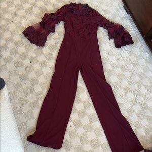 Elegant Burgundy Lace Jumpsuit
